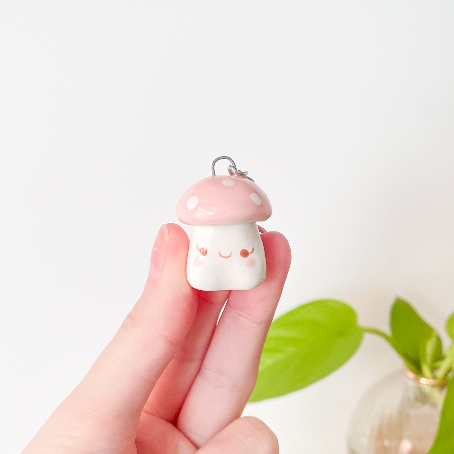 Pink Mushroom Key Chain