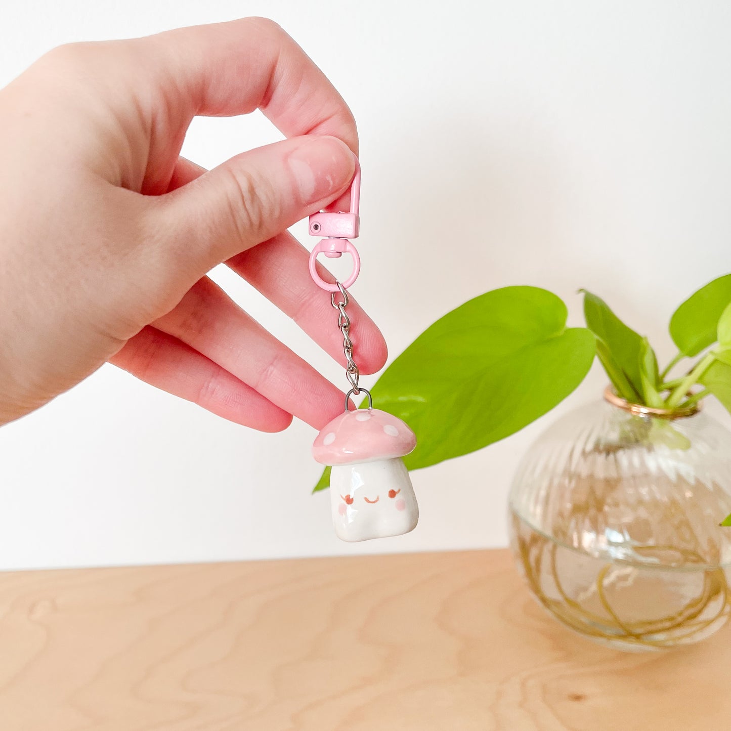 Pink Mushroom Key Chain