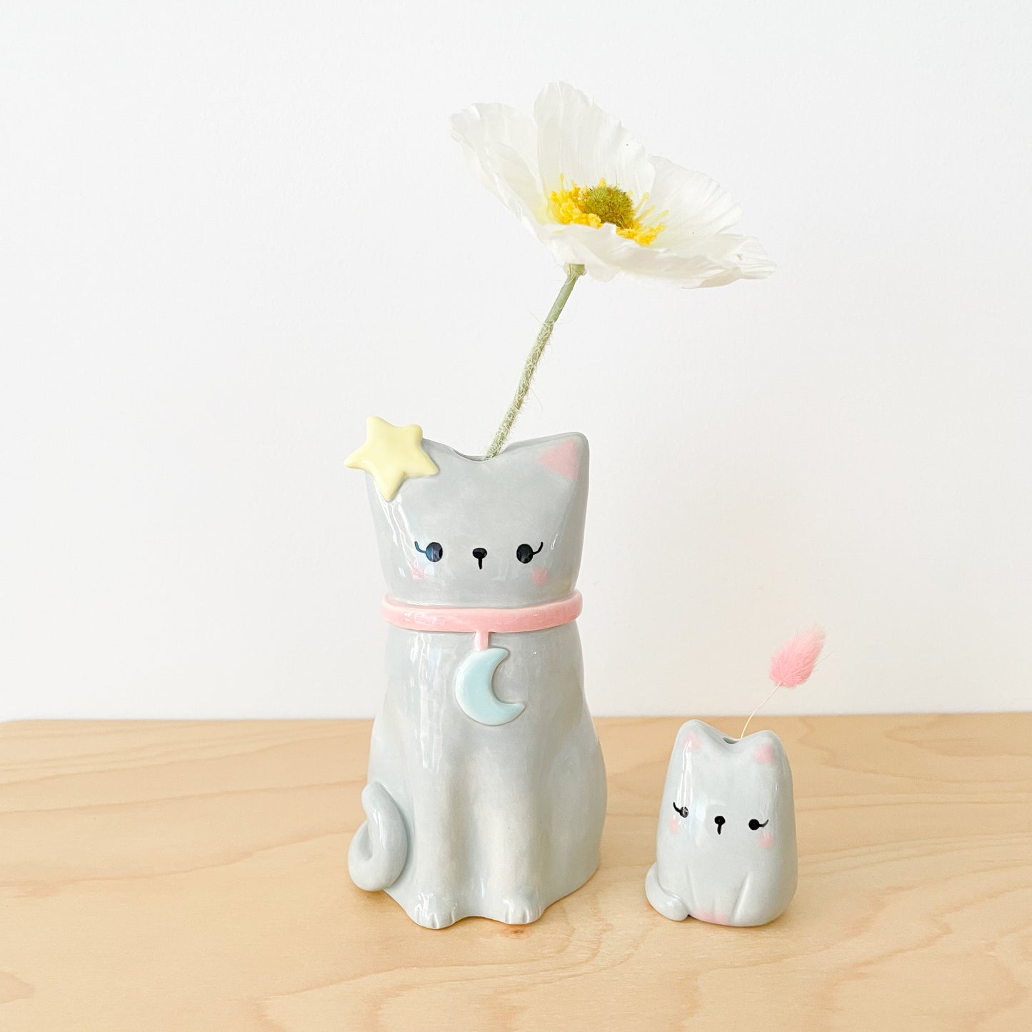 Grey Lunar Cat Vase