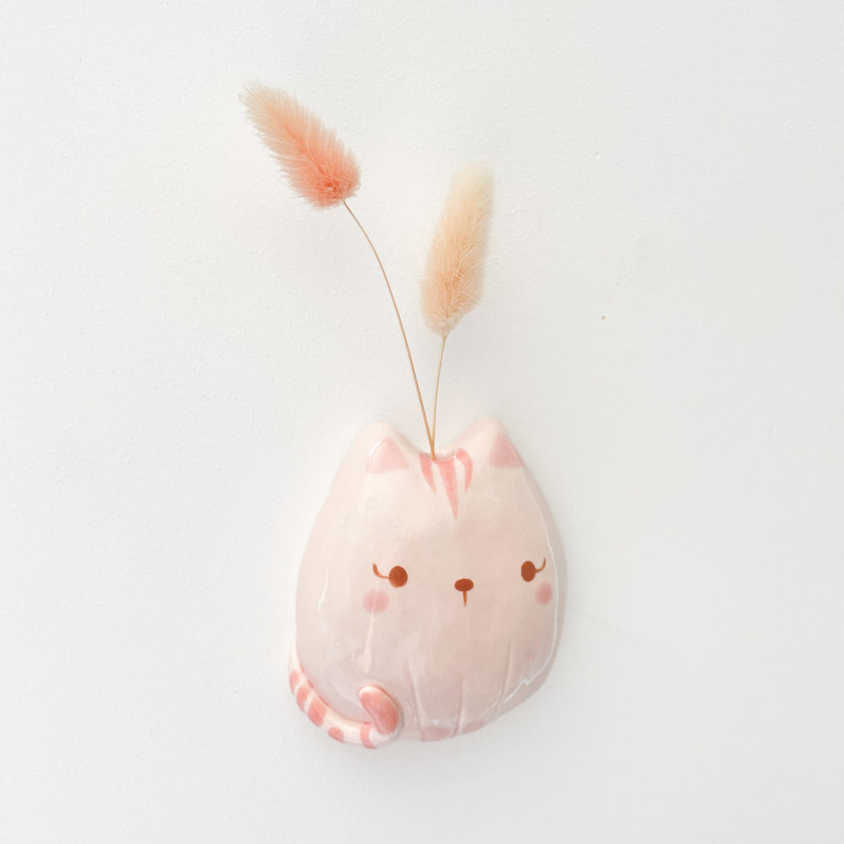 Pink Cat Wall Vase