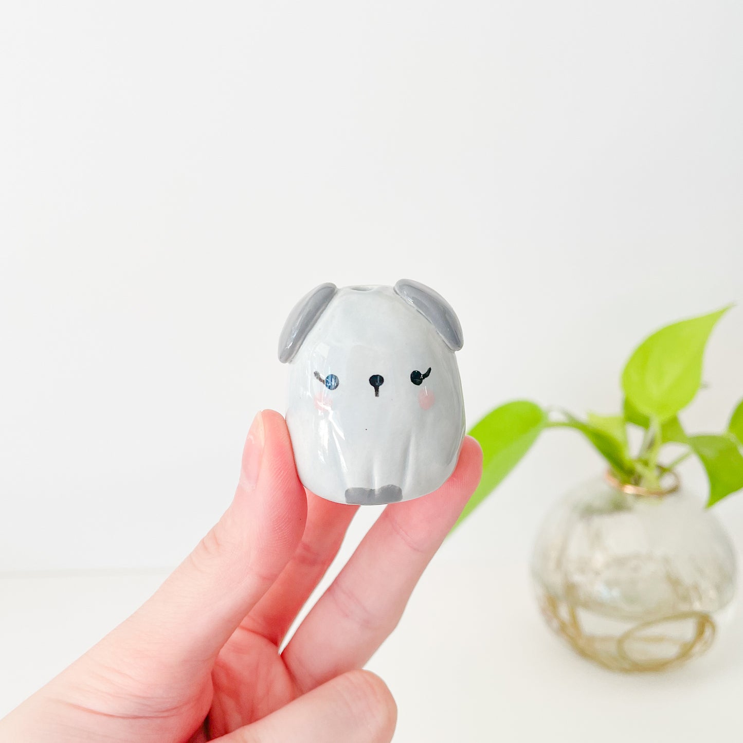 Grey Dog Mini Vase