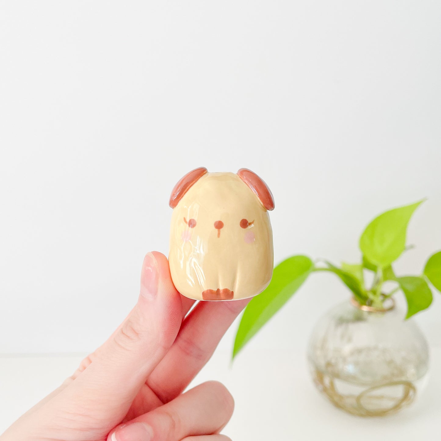 Brown Dog Mini Vase