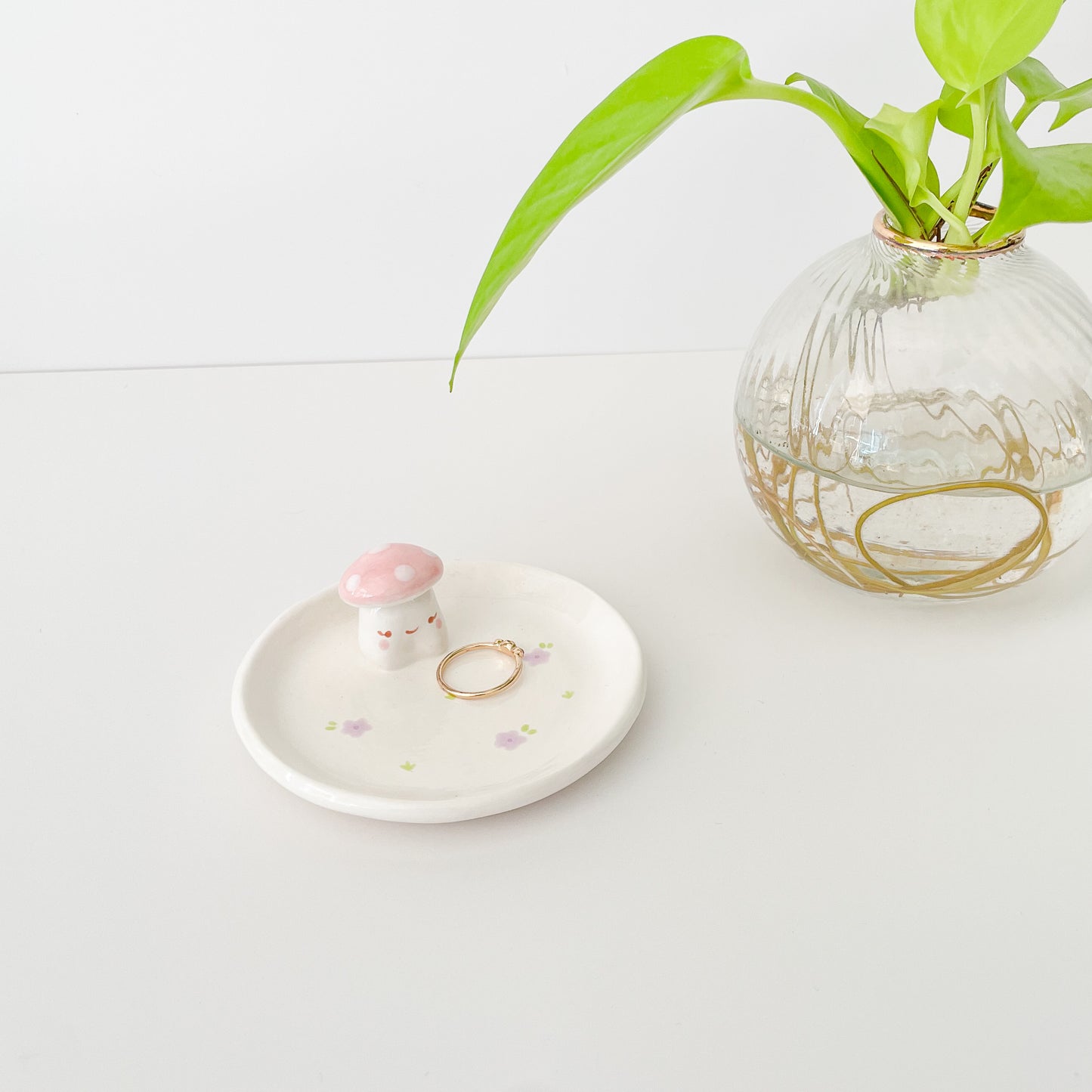 Pink Mushy Flower Trinket Dish