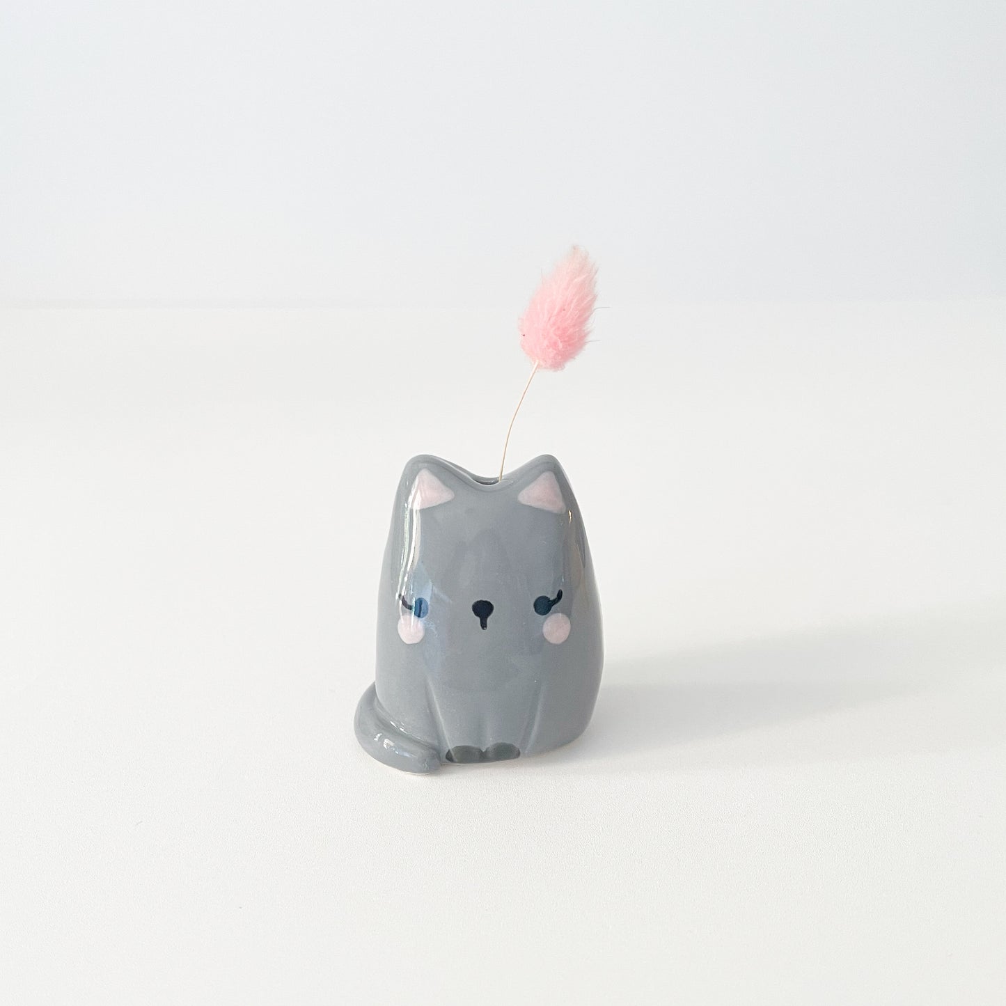 Dark Grey Cat Mini Vase
