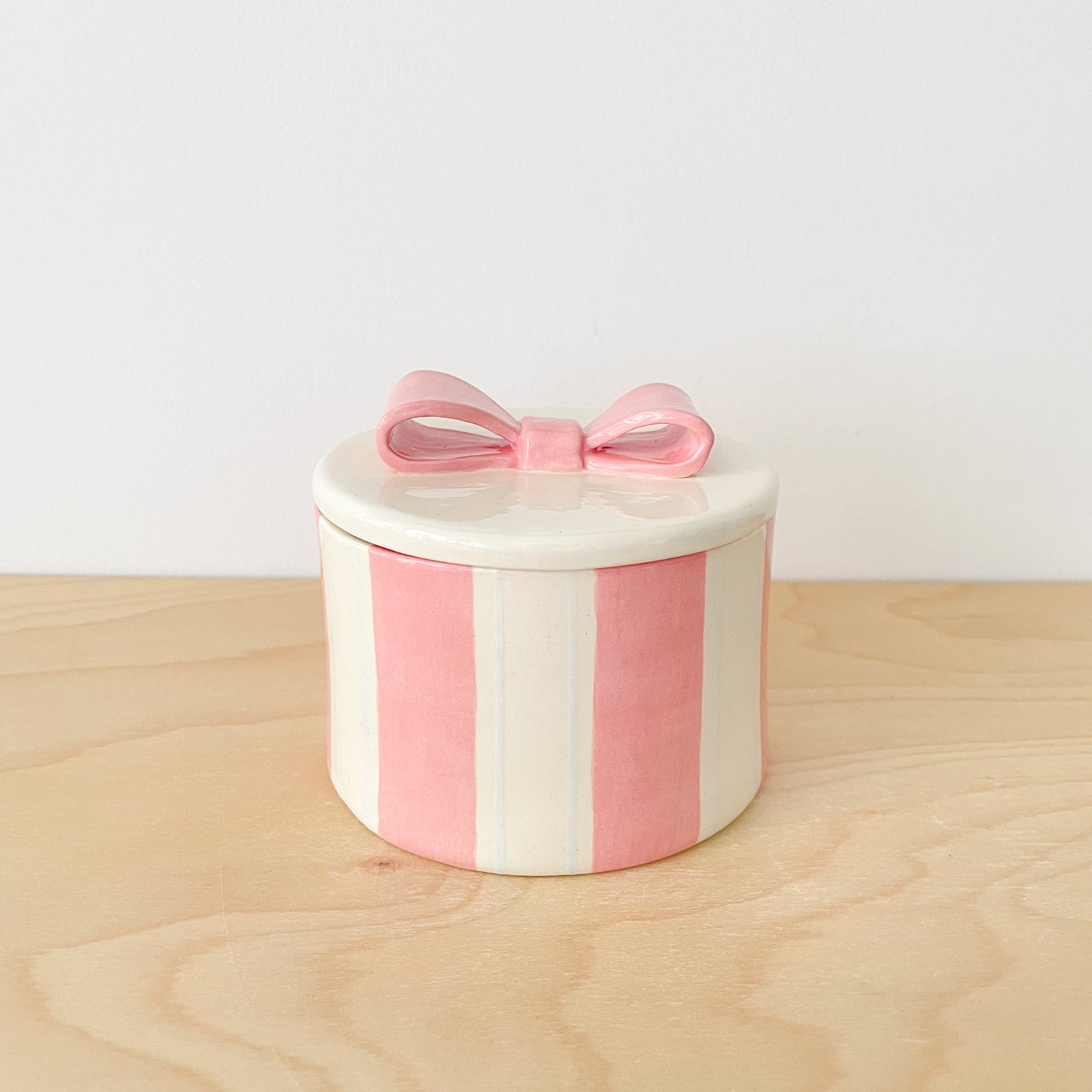 Pink Stripe Bow Jar