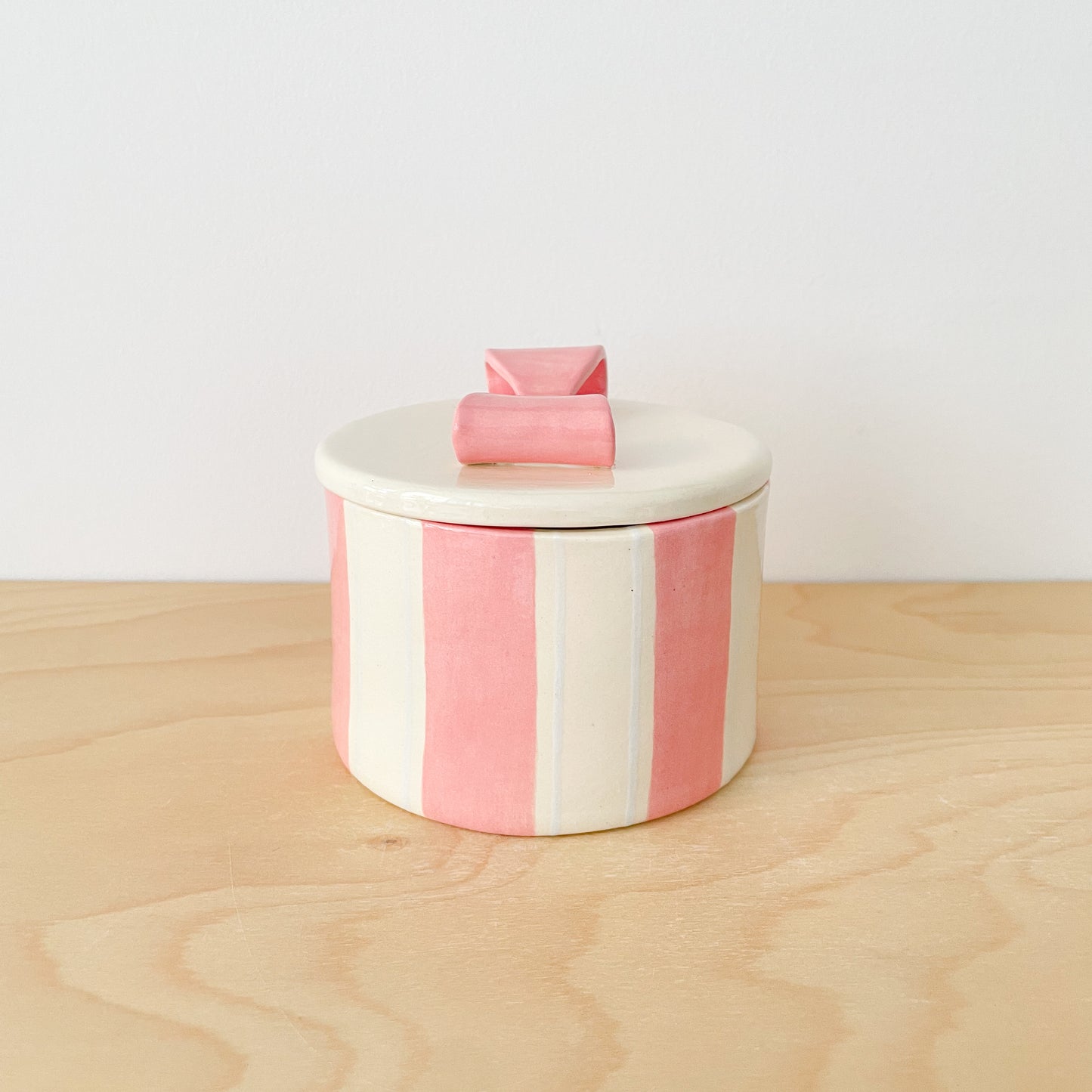 Pink Stripe Bow Jar