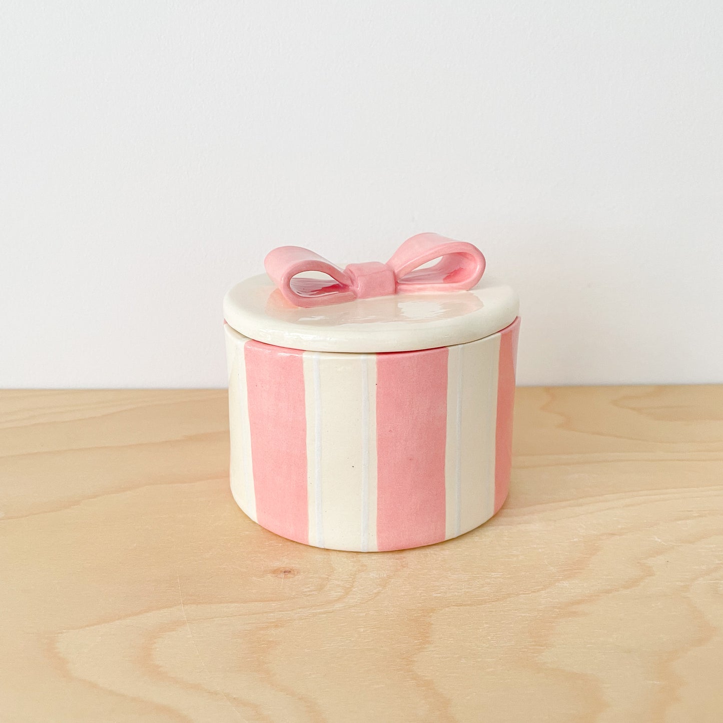 Pink Stripe Bow Jar