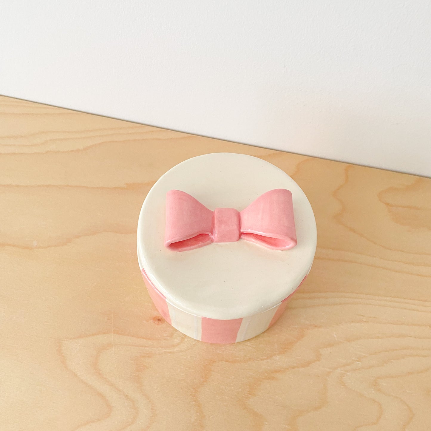 Pink Stripe Bow Jar
