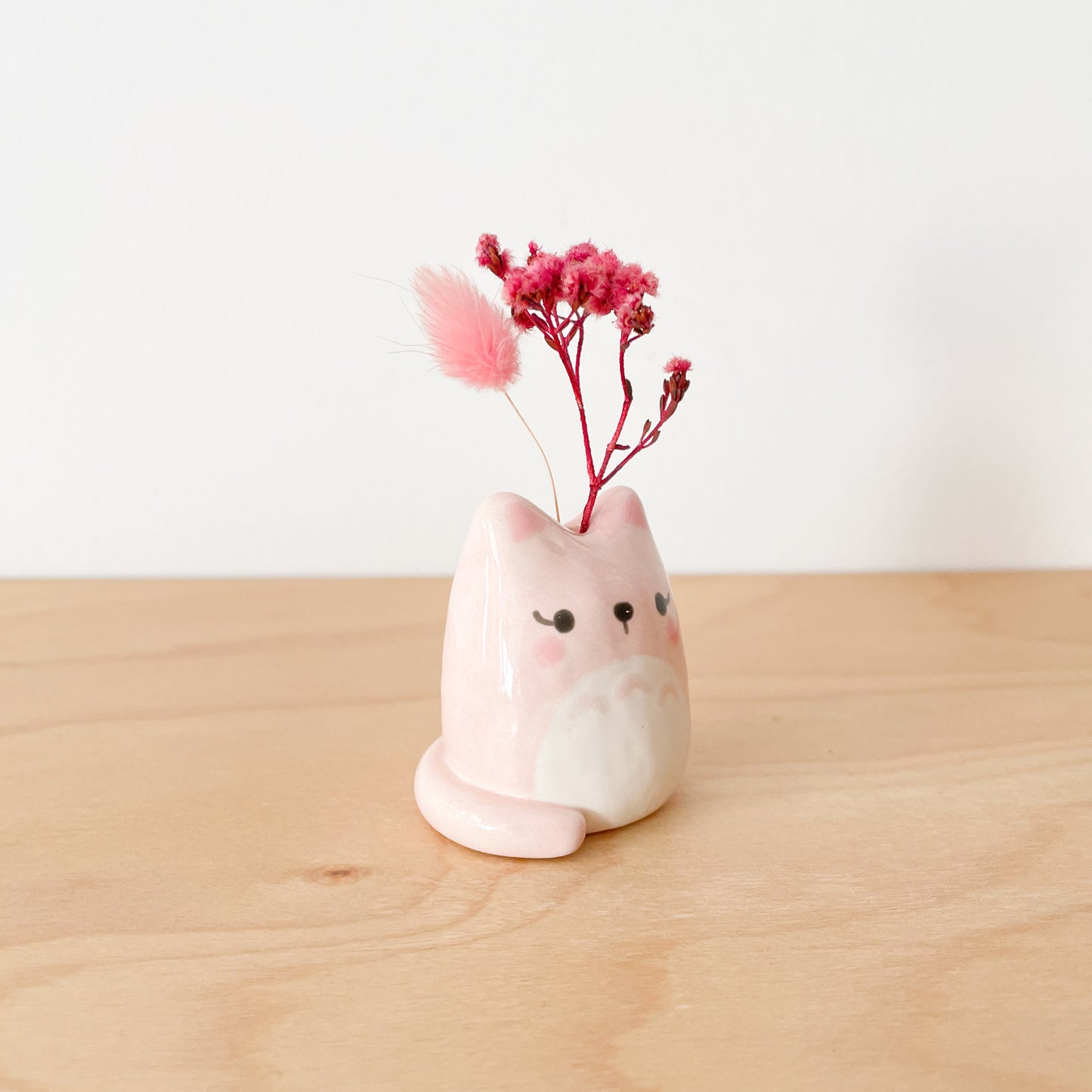 Pink Totoro Cat Mini Vase