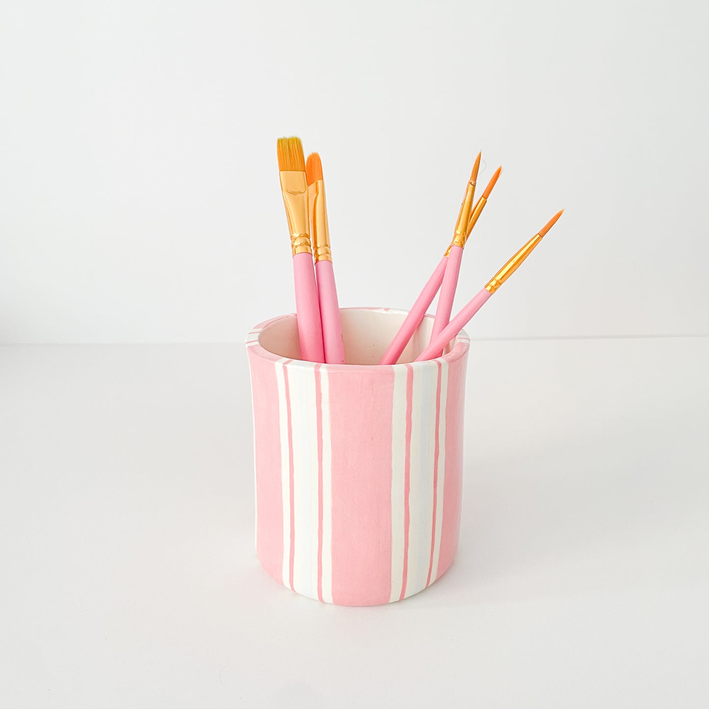 Pink Stripe Stationery Holder