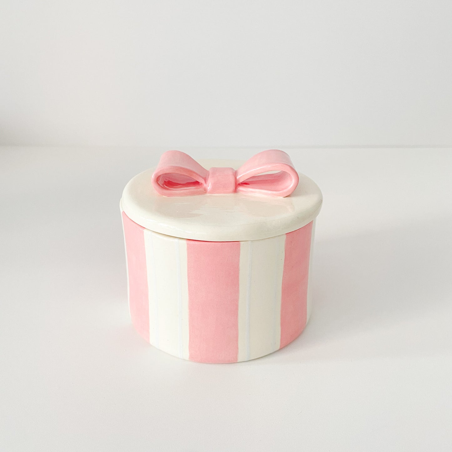 Pink Stripe Bow Jar