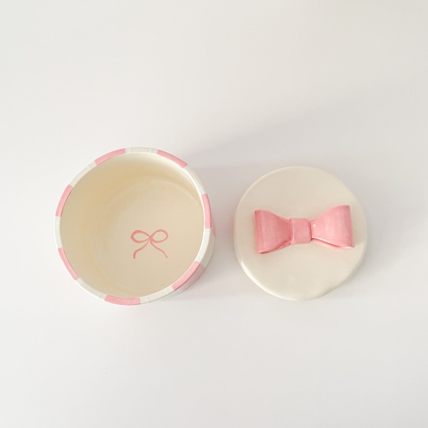 Pink Stripe Bow Jar