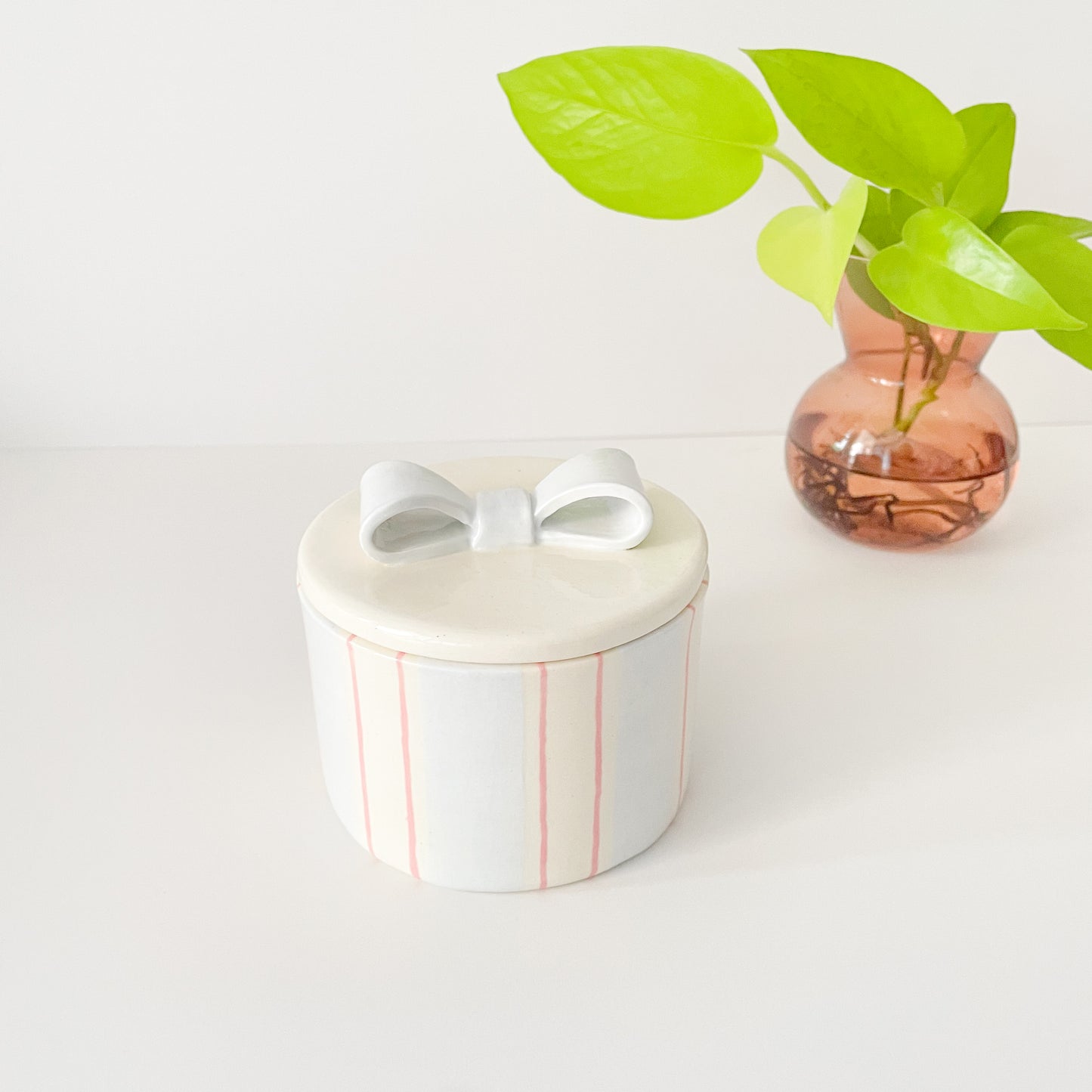 Blue Stripe Bow Jar