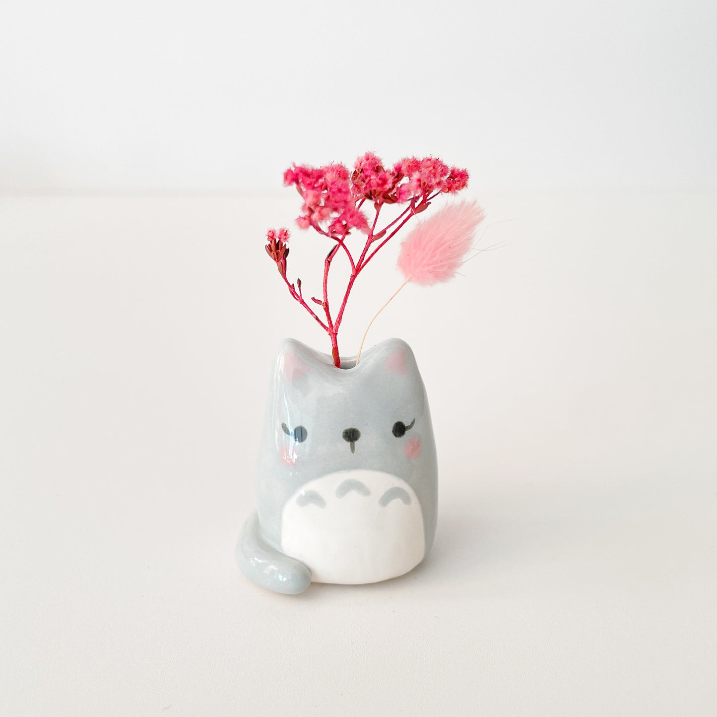 Grey Totoro Cat Mini Vase
