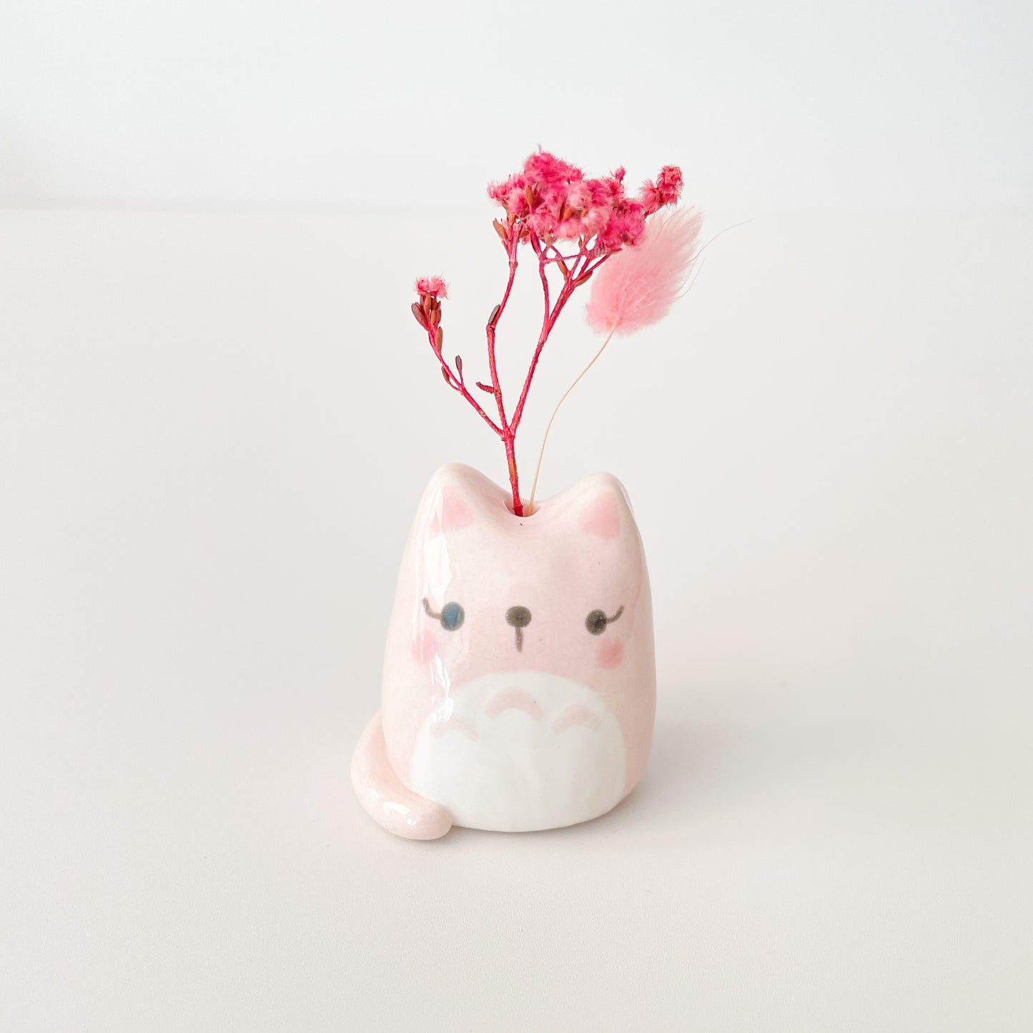 Pink Totoro Cat Mini Vase