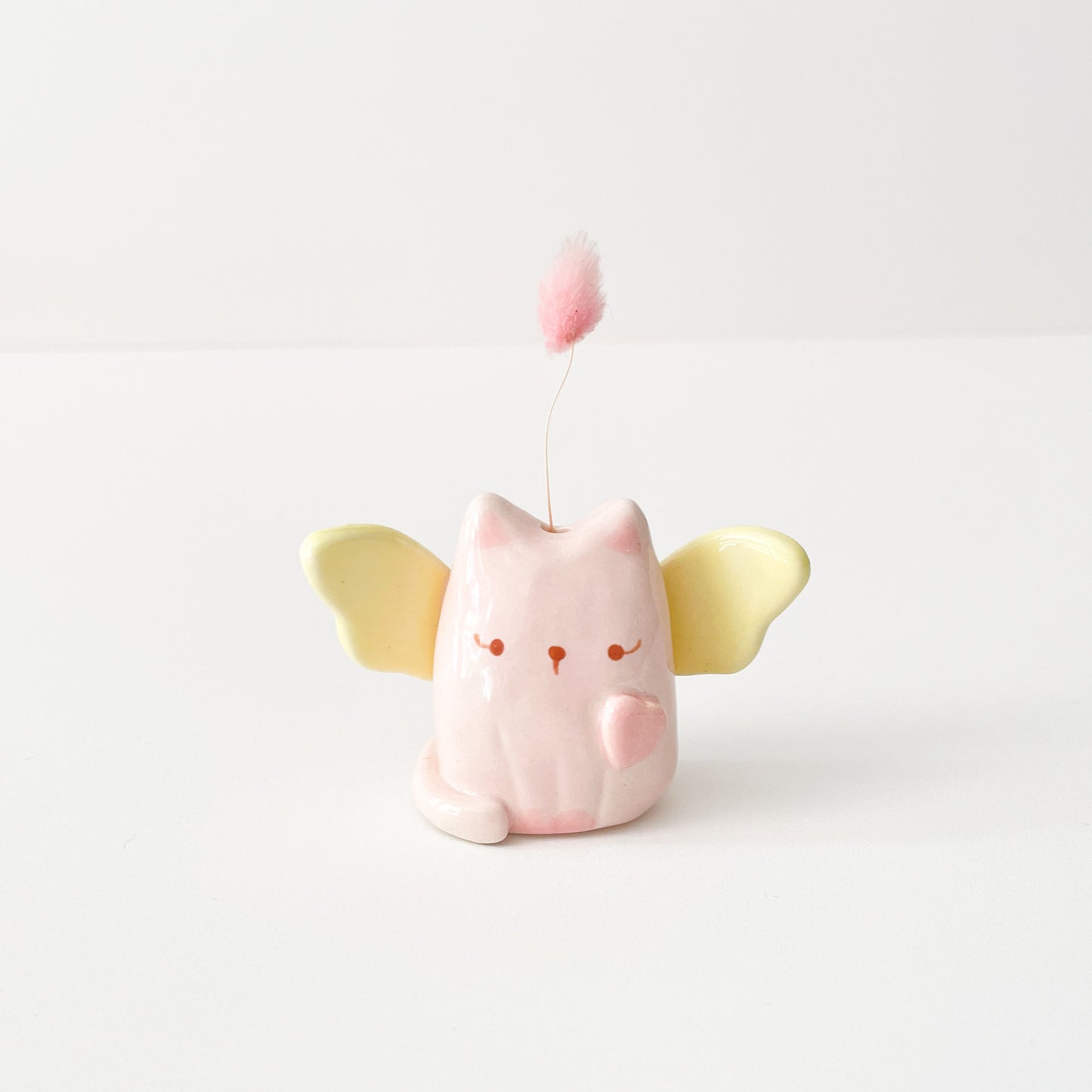 Pink Angel Cat Mini Vase