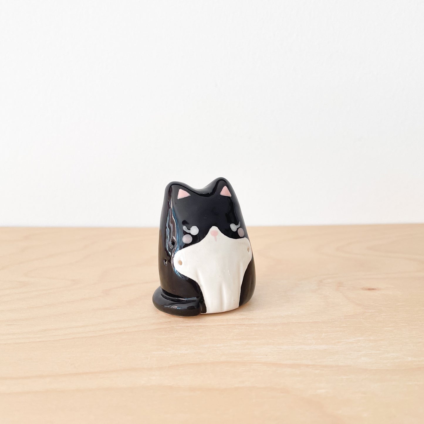 Tuxedo Whisker Cat Mini Vase
