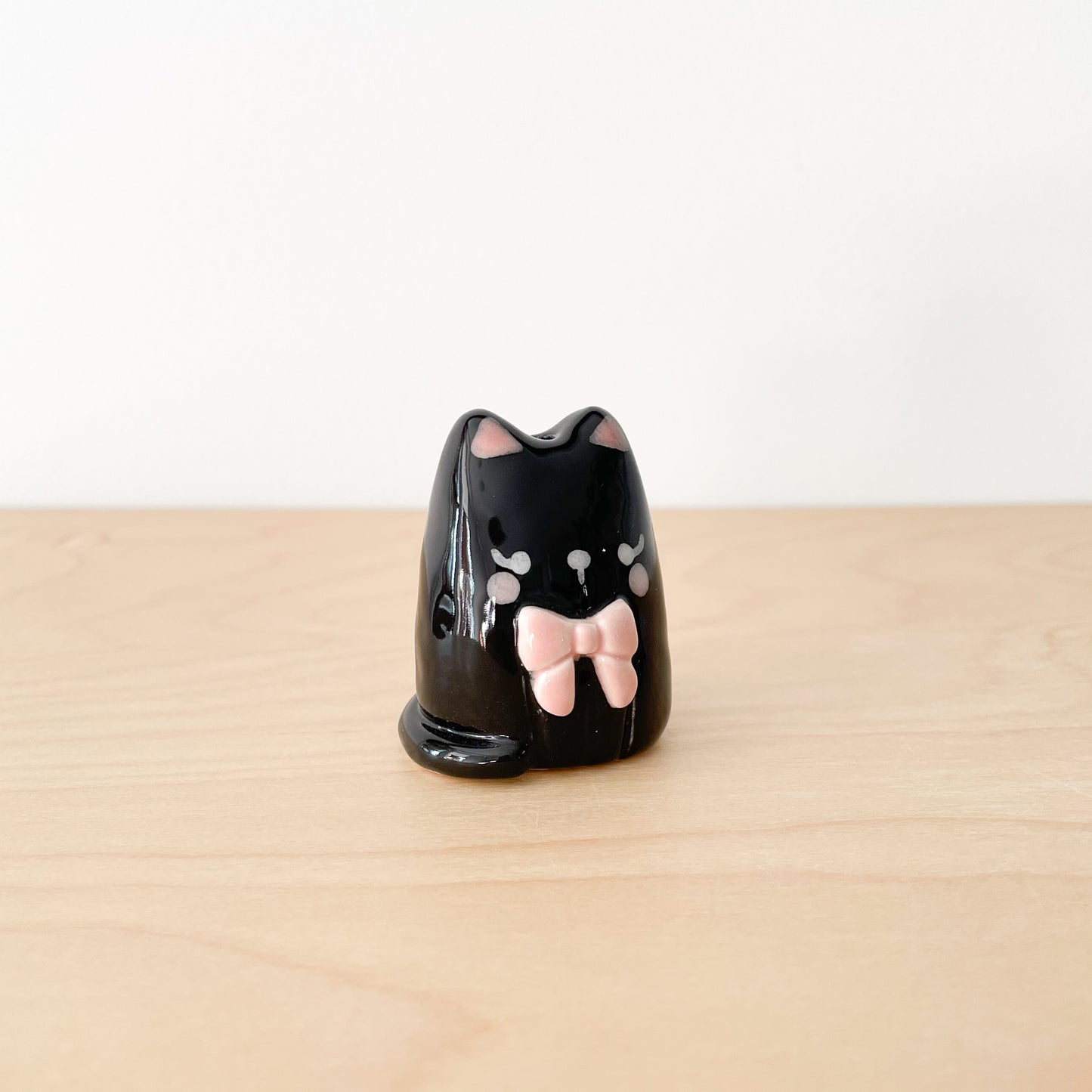 Black Bow Cat Mini Vase