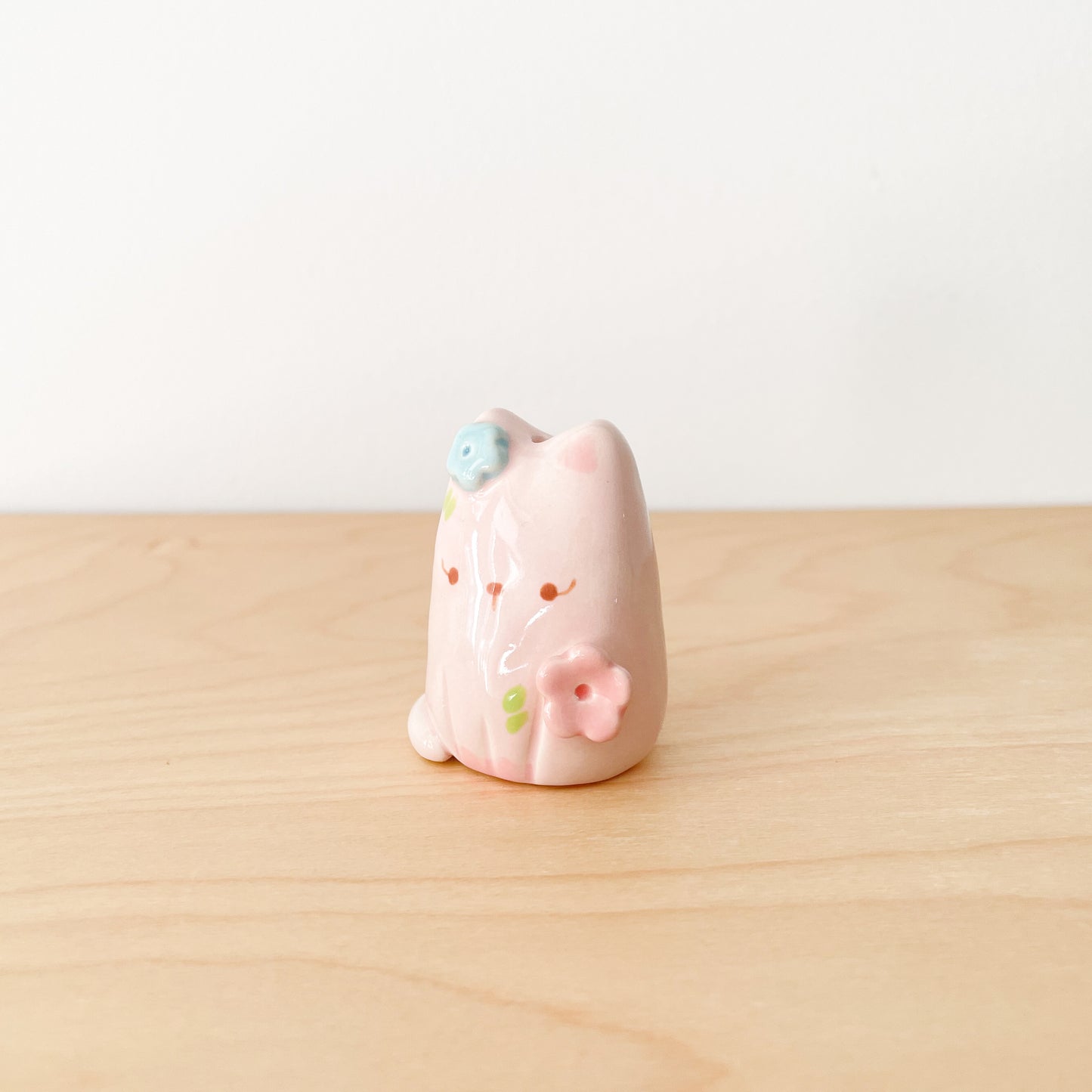 Pink Blooming Cat Mini Vase
