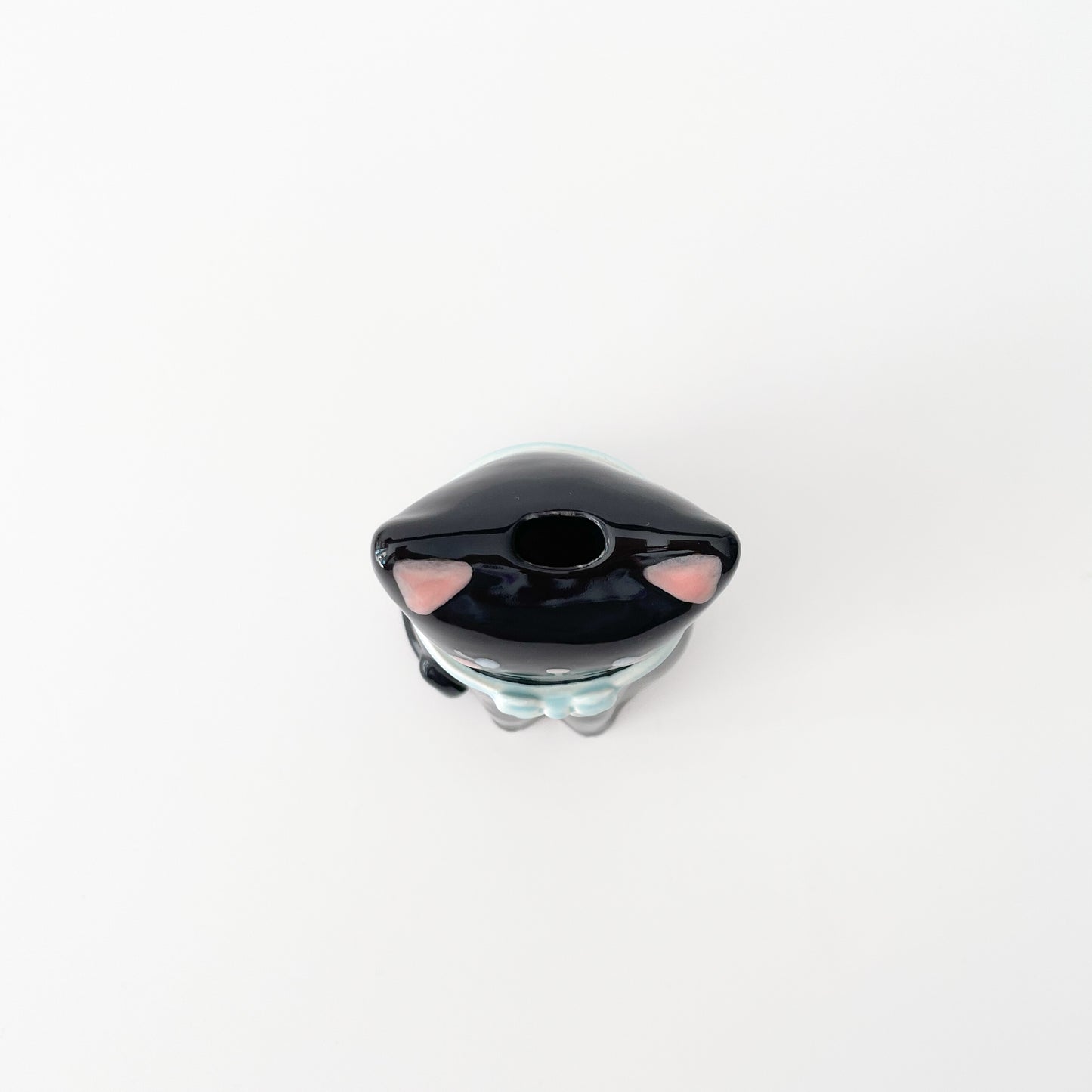 Black Cat Vase (Blue bow)