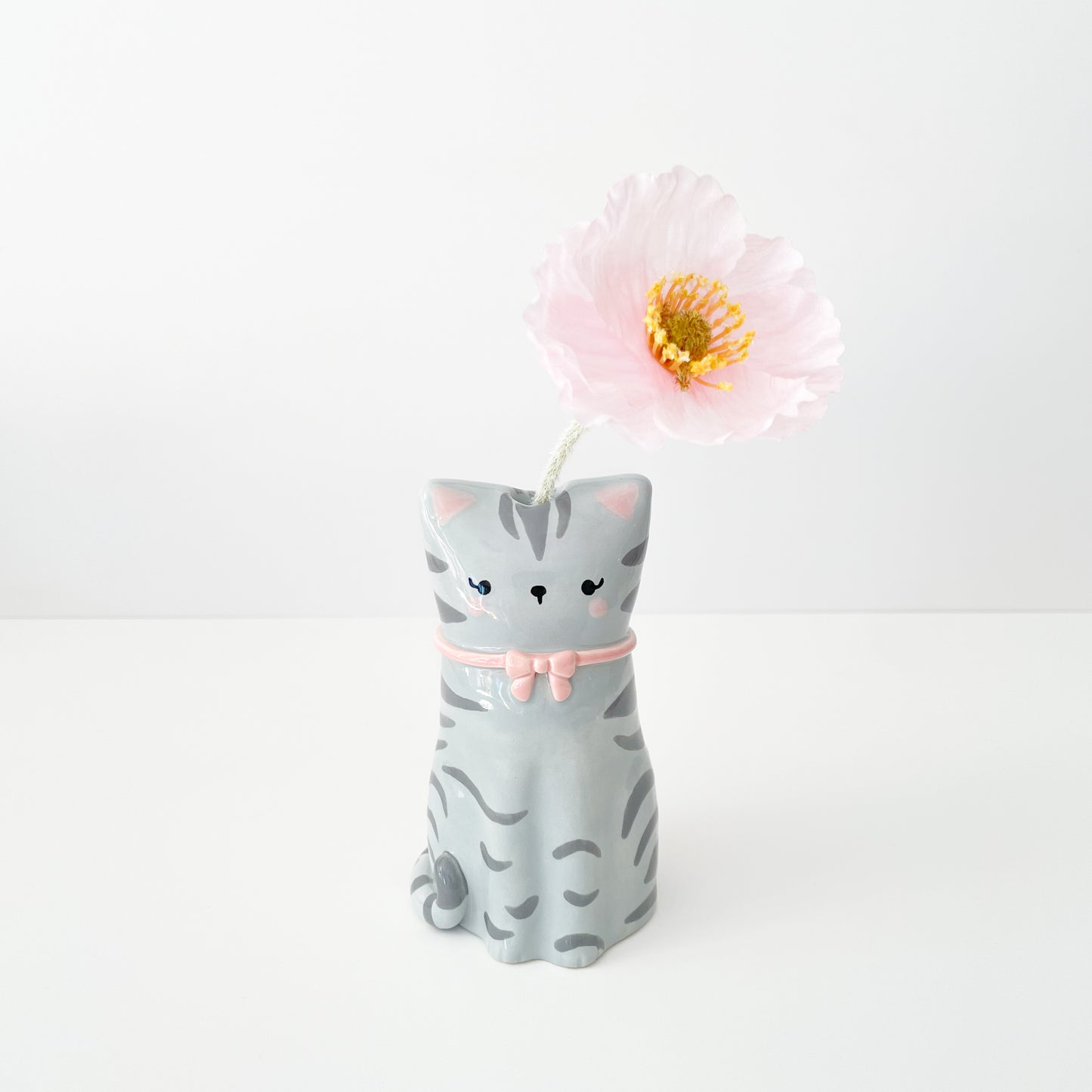 Grey Tabby Cat Vase
