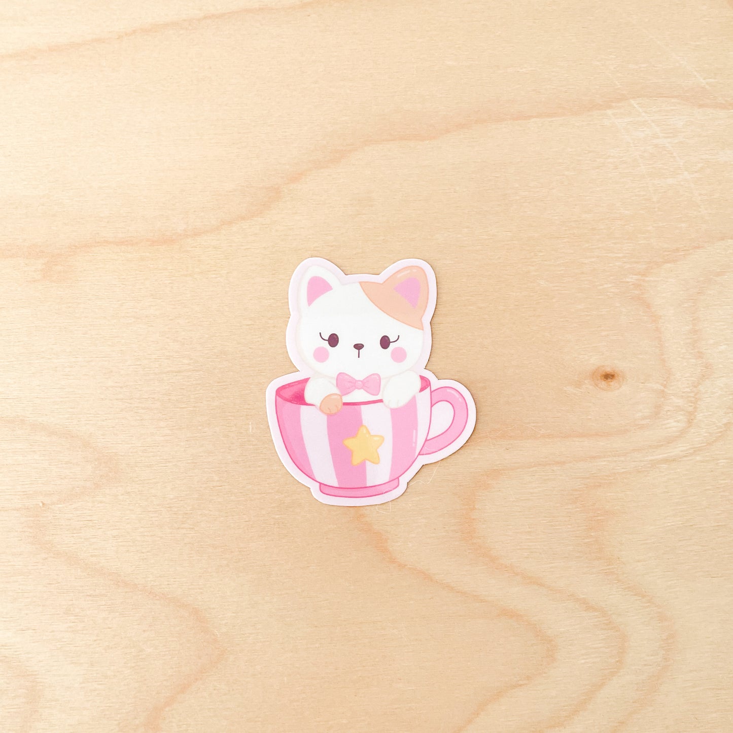 Circus Teacup Kitty Sticker