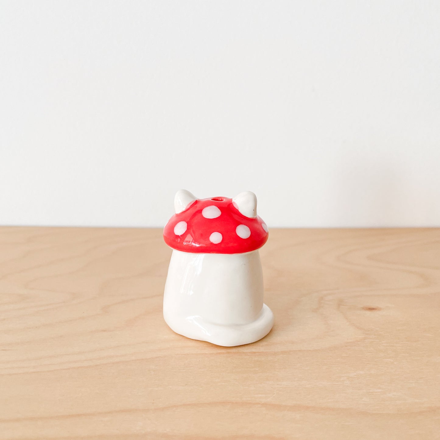 Red Mushy Cat Mini Vase