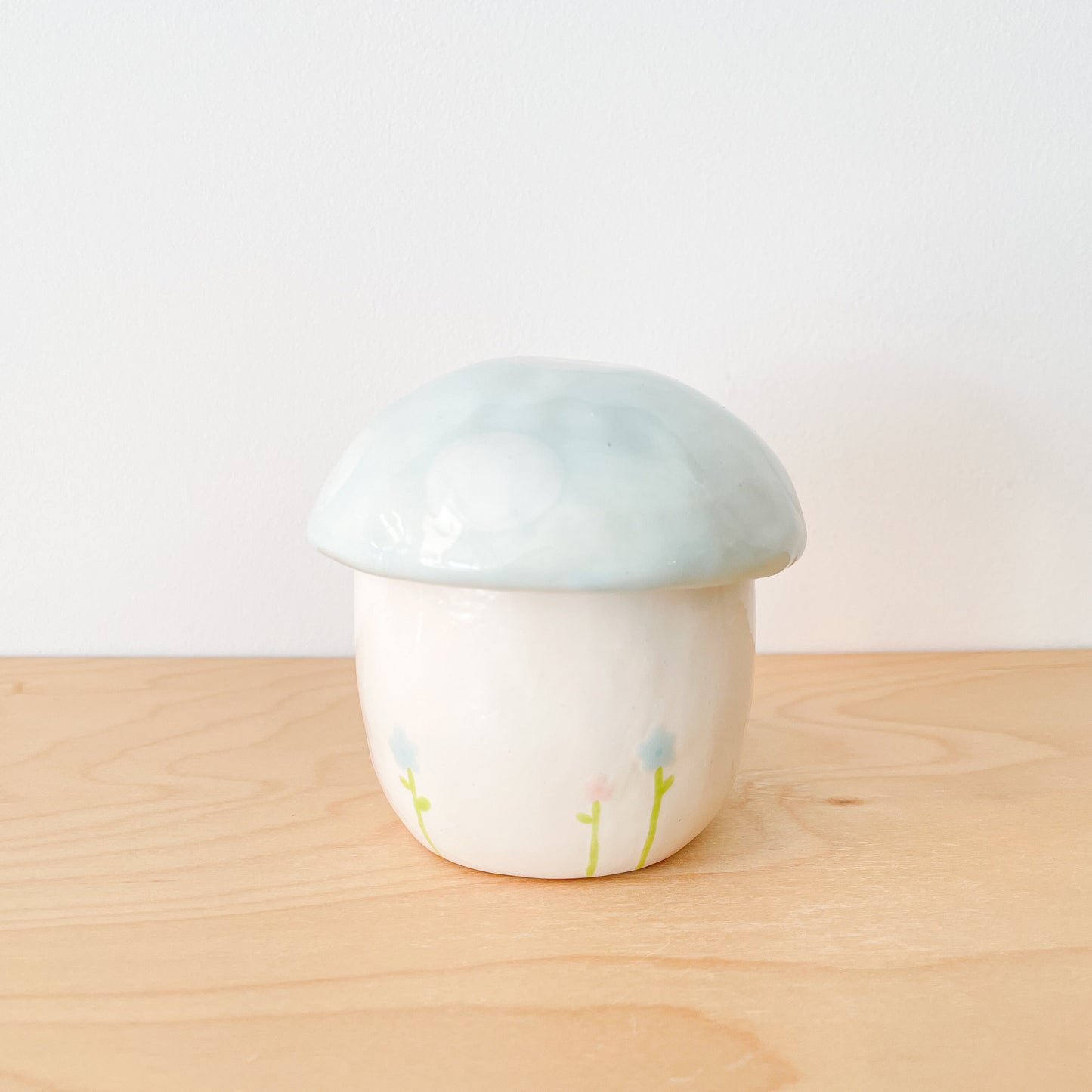 Blue Floral Mushroom Cottage Jar