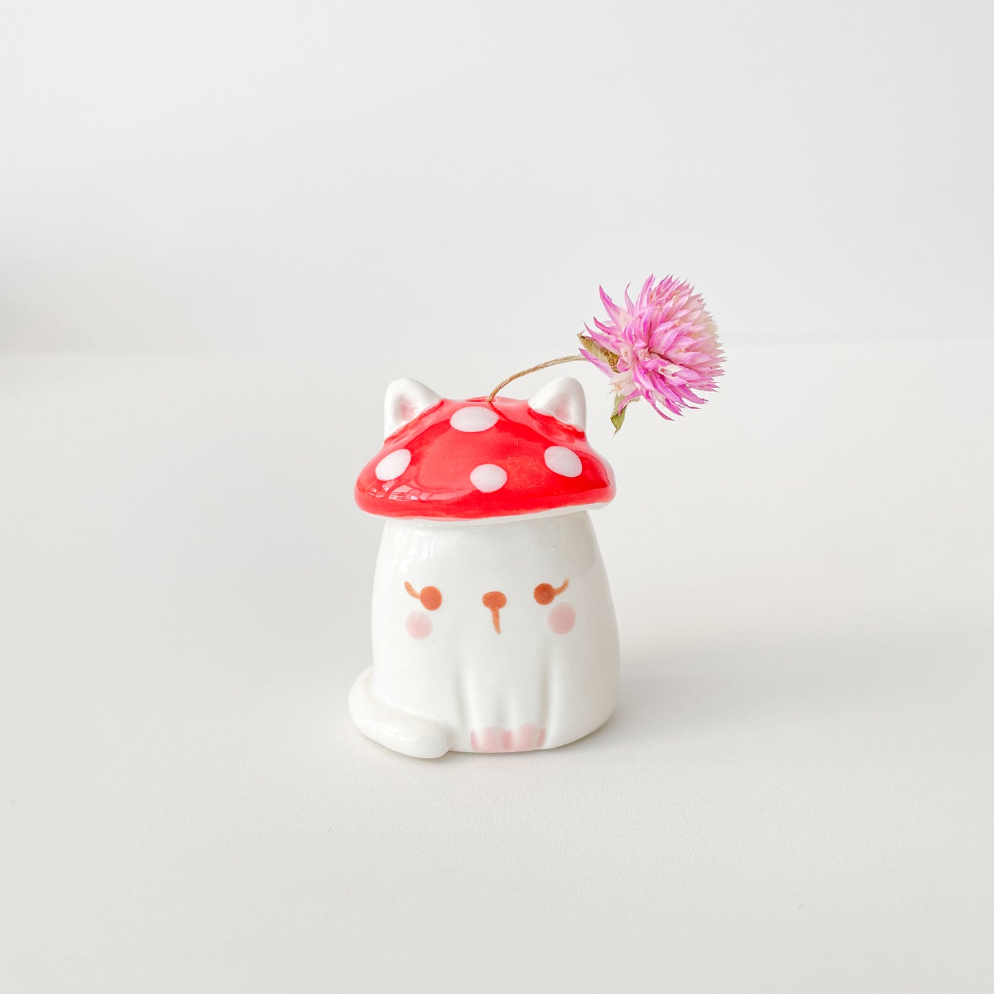 Red Mushy Cat Mini Vase