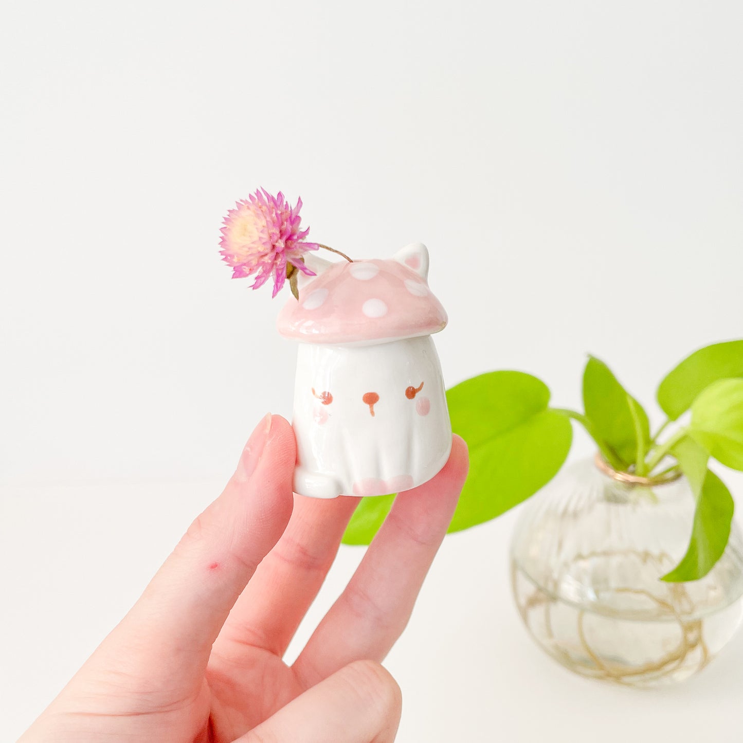 Pink Mushy Cat Mini Vase
