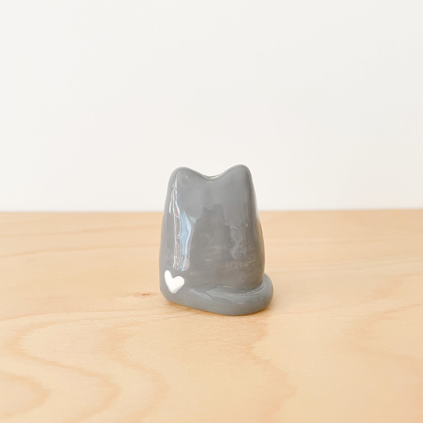 Grey Tuxedo Cat Mini Vase