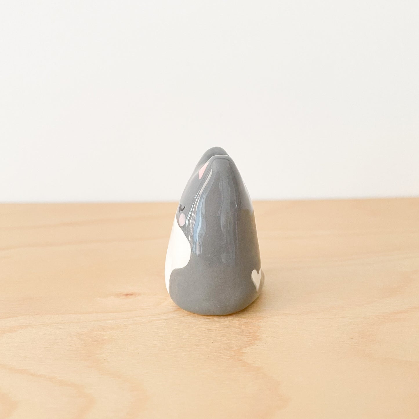 Grey Tuxedo Cat Mini Vase