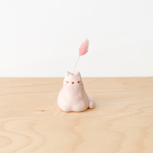 Pink Loaf Cat Mini Vase