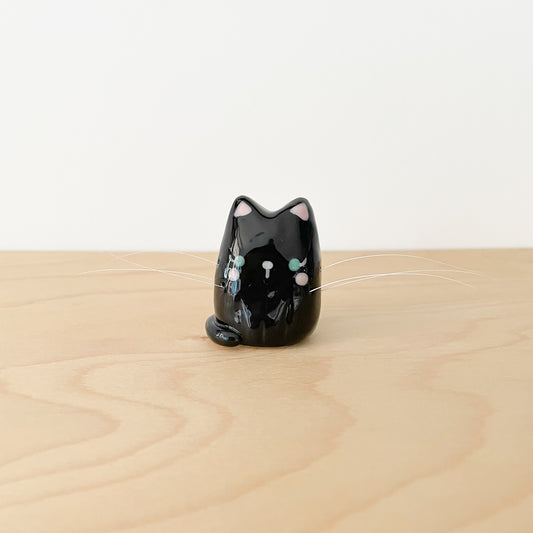 Black Whisker Cat Mini Vase