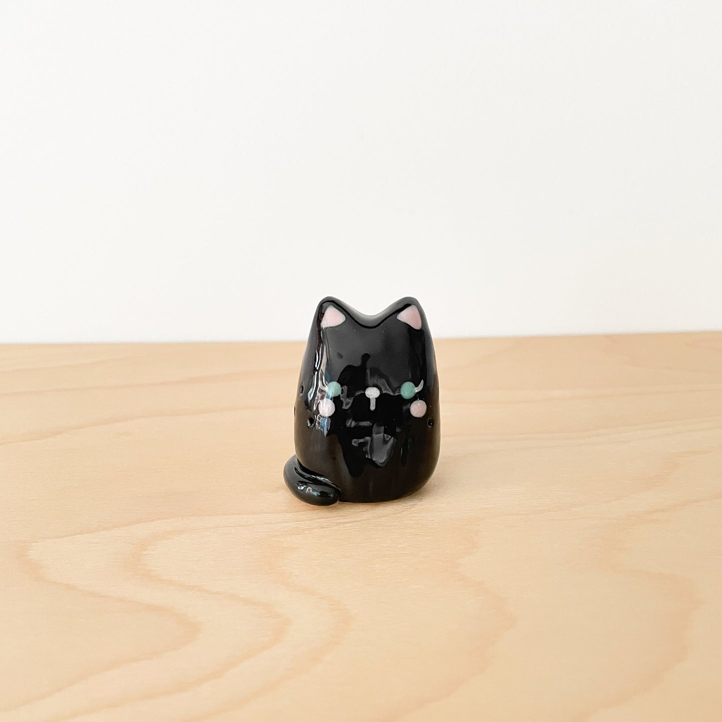 Black Whisker Cat Mini Vase