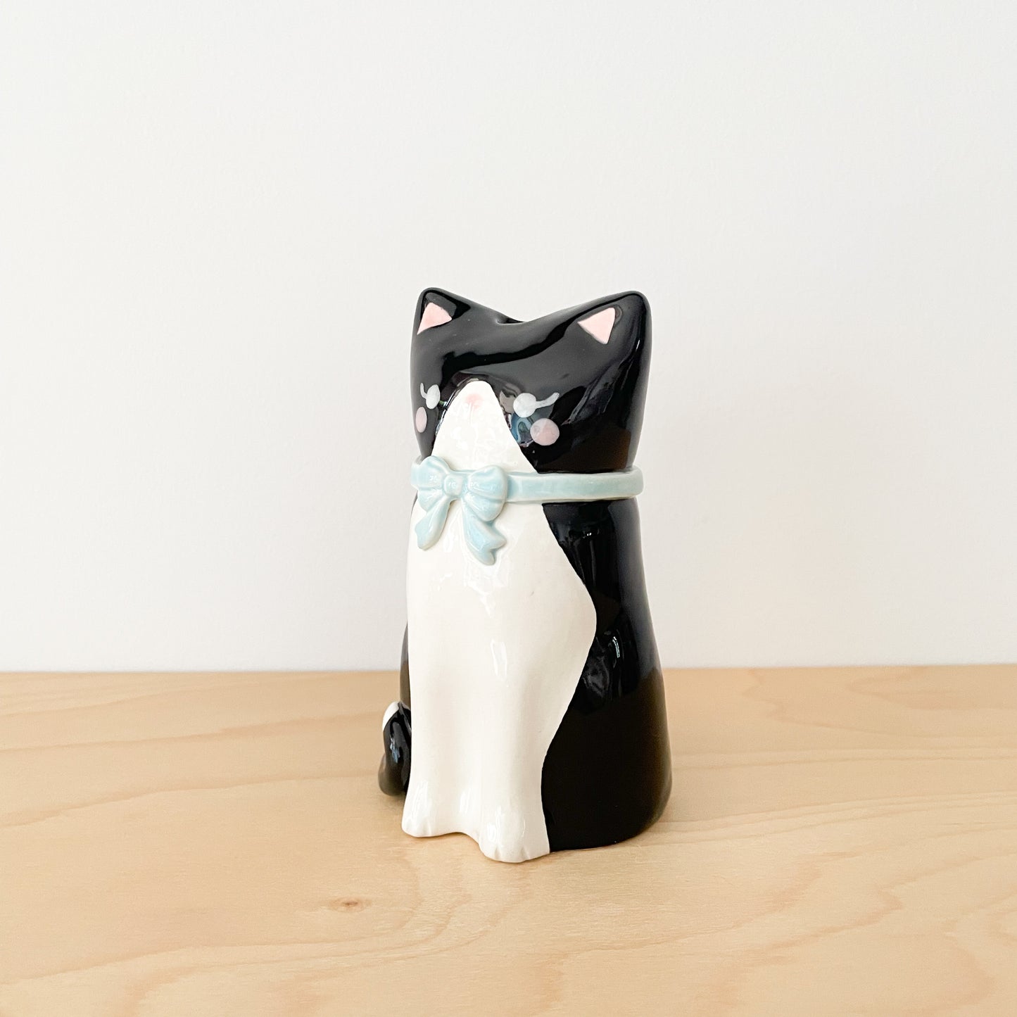Black Tuxedo Cat Vase