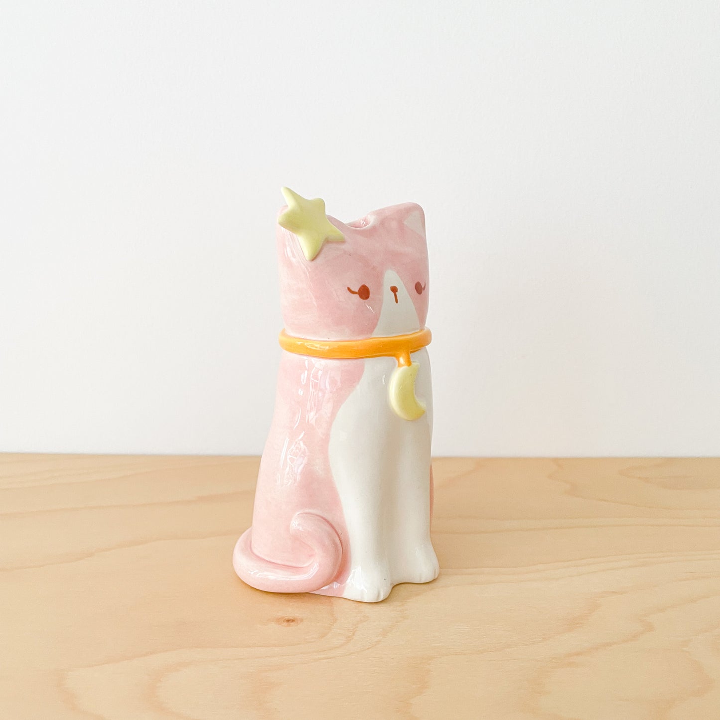 Pink Tuxedo Cat Vase