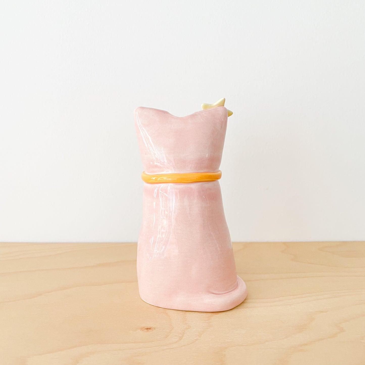 Pink Tuxedo Cat Vase