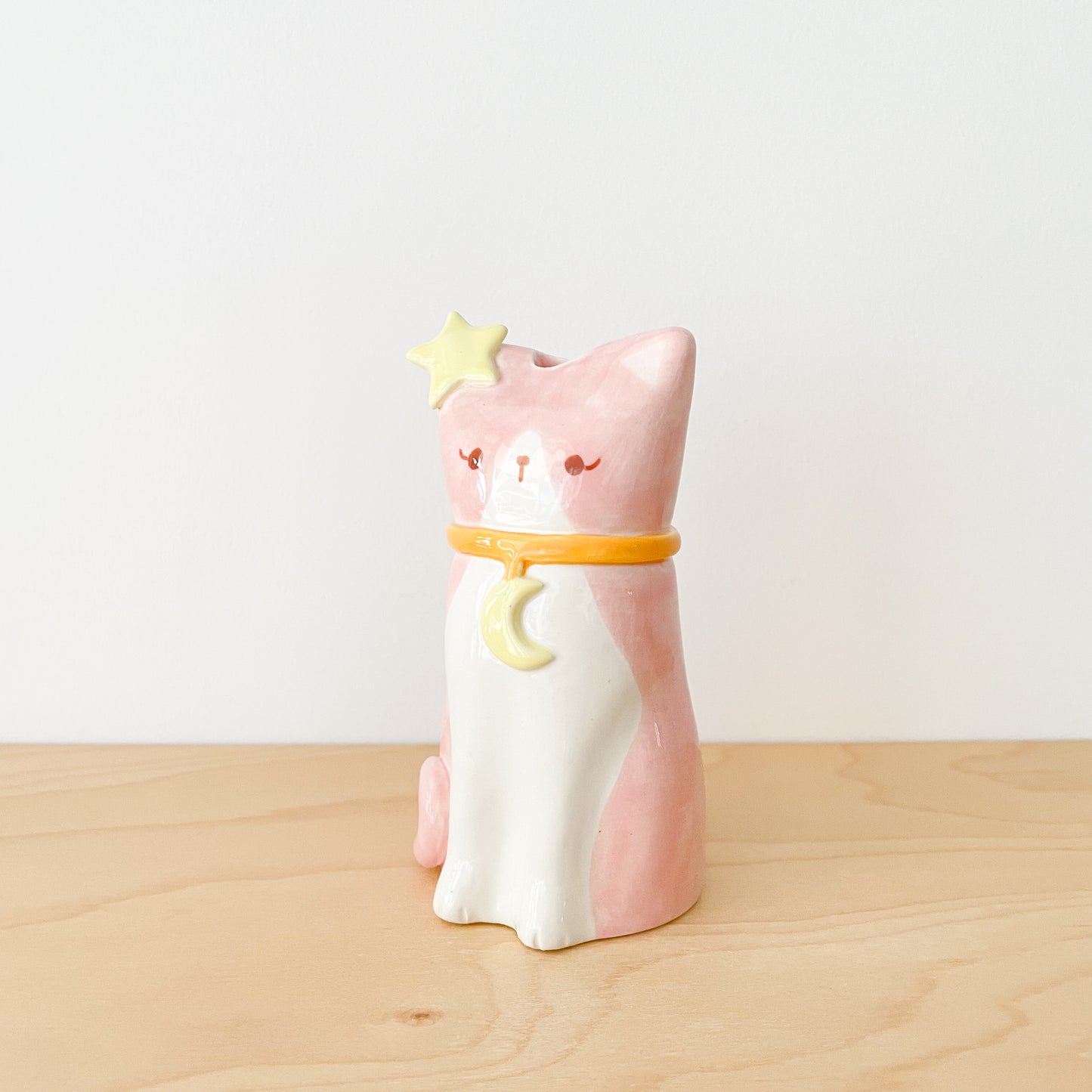 Pink Tuxedo Cat Vase
