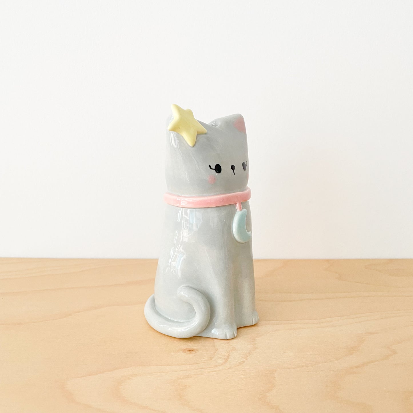 Grey Lunar Cat Vase