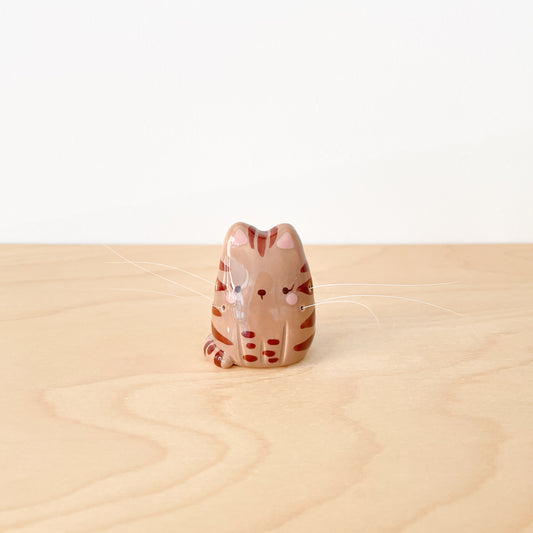 Brown Tabby Whisker Cat Mini Vase