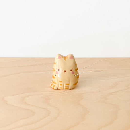 Caramel Tabby Whisker Cat Mini Vase