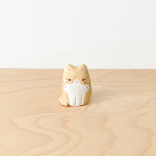 Caramel Tuxedo Whisker Cat Mini Vase