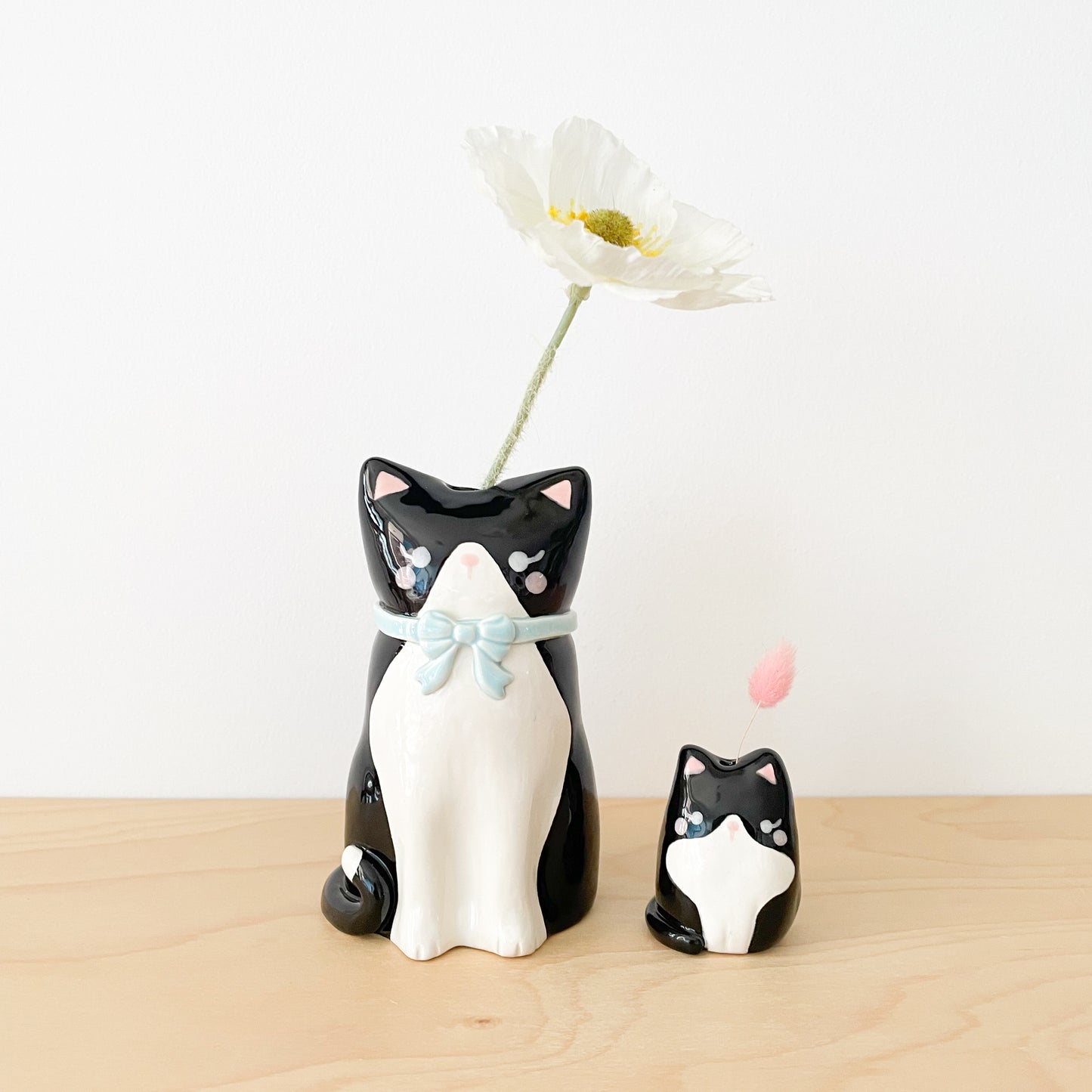 Black Tuxedo Cat Vase