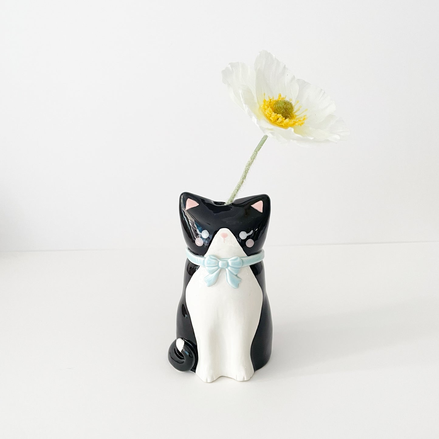 Black Tuxedo Cat Vase
