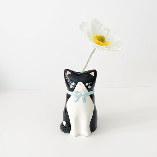 Black Tuxedo Cat Vase