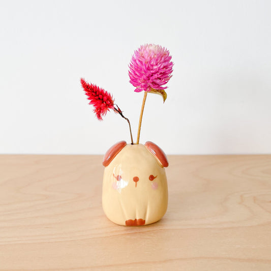Brown Dog Mini Vase