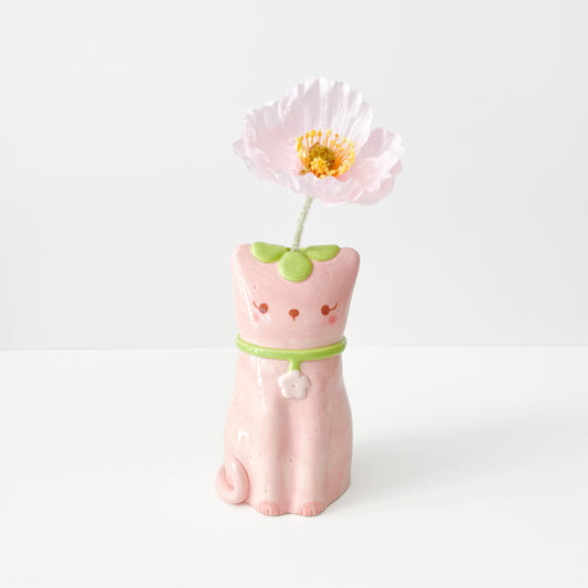 Strawberry Cat Vase