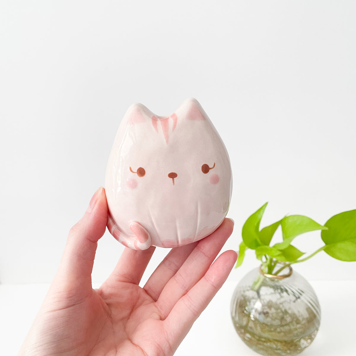 Pink Cat Wall Vase