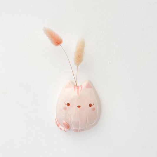 Pink Cat Wall Vase